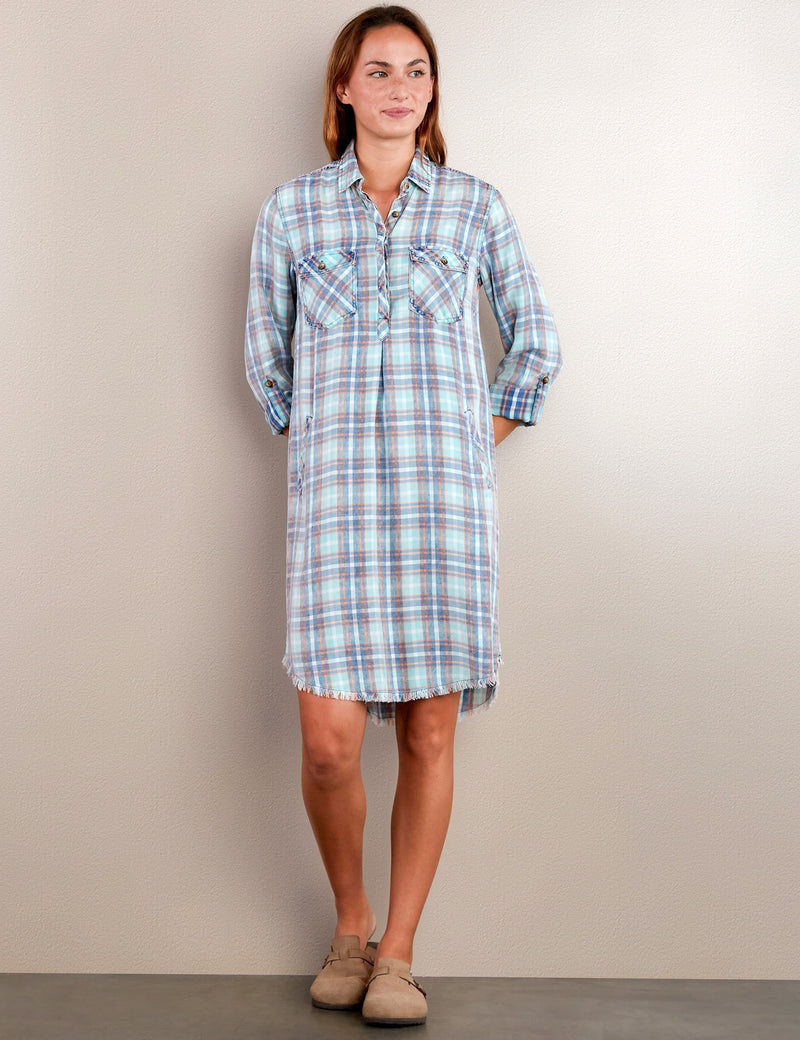 Patch Pocket Plaid Dress