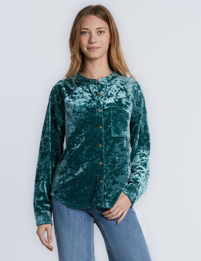 Peasant Top Emerald Front View