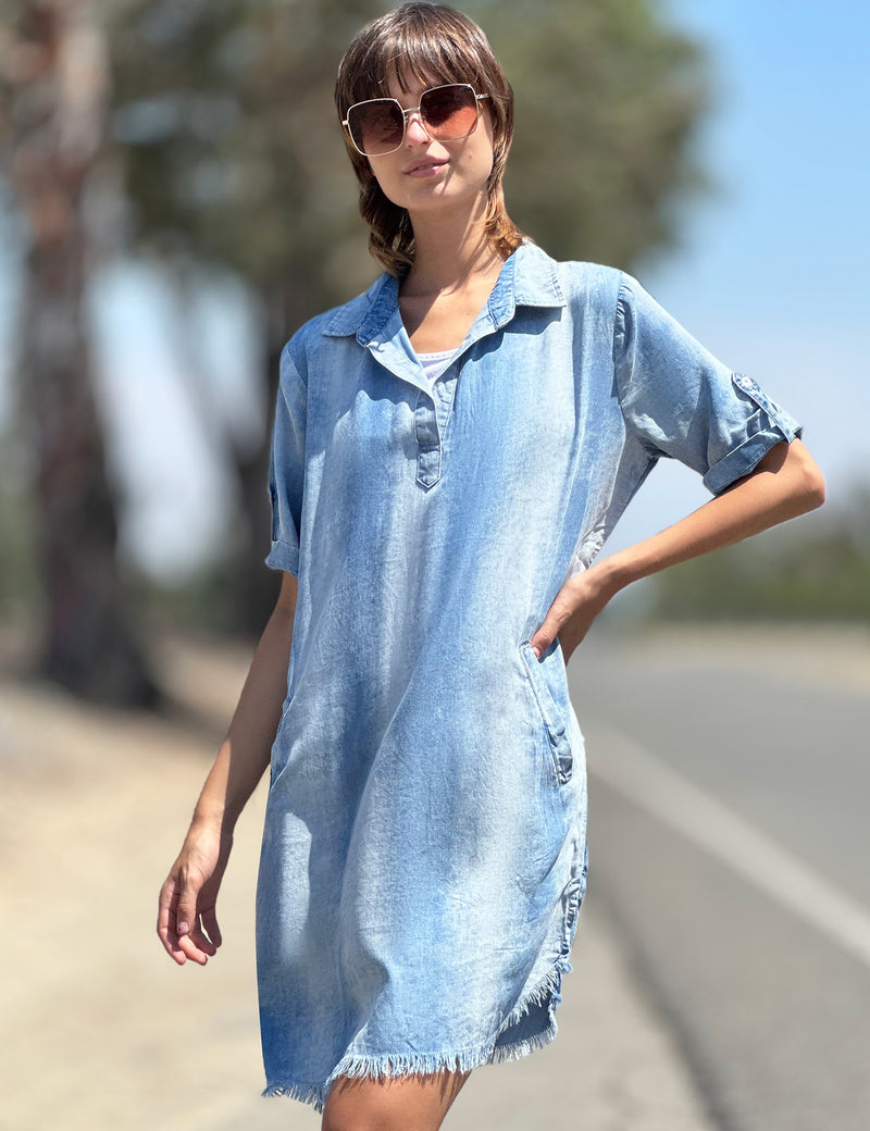 Denim Fog Popover Dress