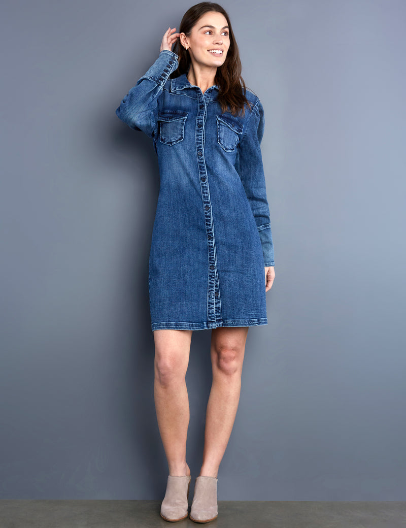 Puff Sleeves Shirtdress