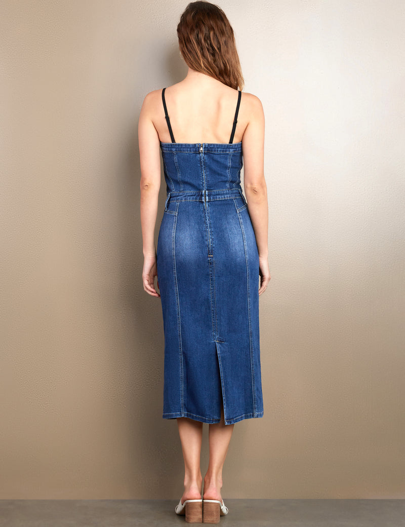 Women's Designer Retro Denim Corset Dress