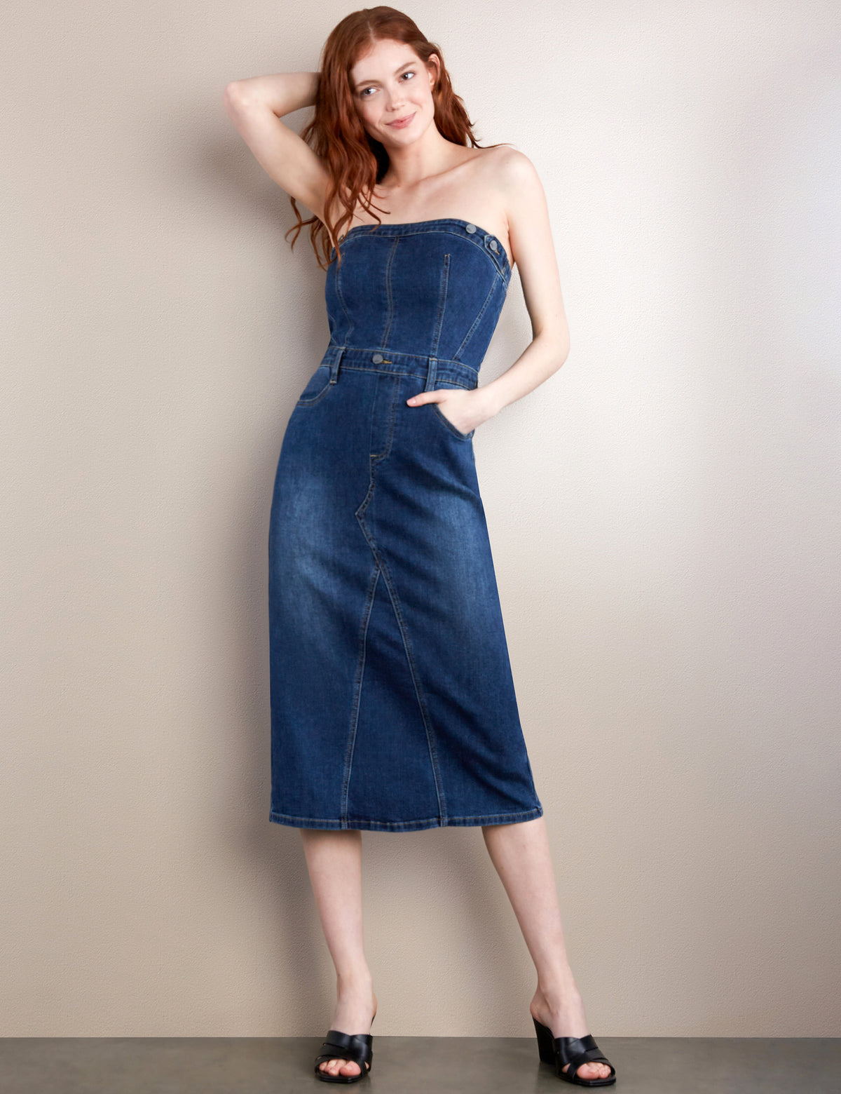 Chowsir Women's Vintage Embroidered Tassel Slip Sleeveless Jean Dress - Denim Blue, Sizes S-XL