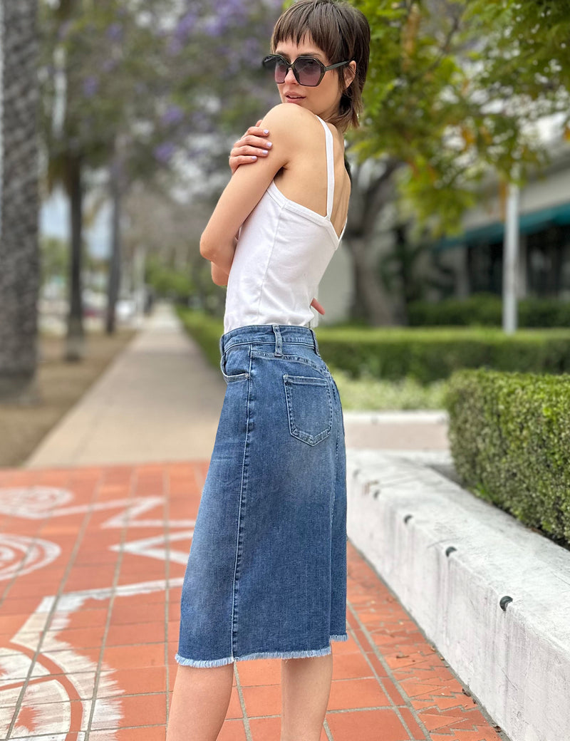 Women's Apparel Designer Denim Midi Skirt