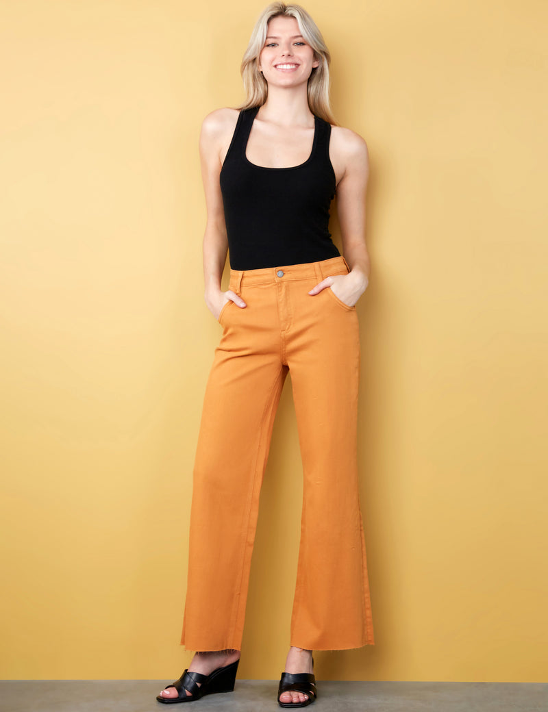 Women's Designer Rust Colored Wide Leg Jeans