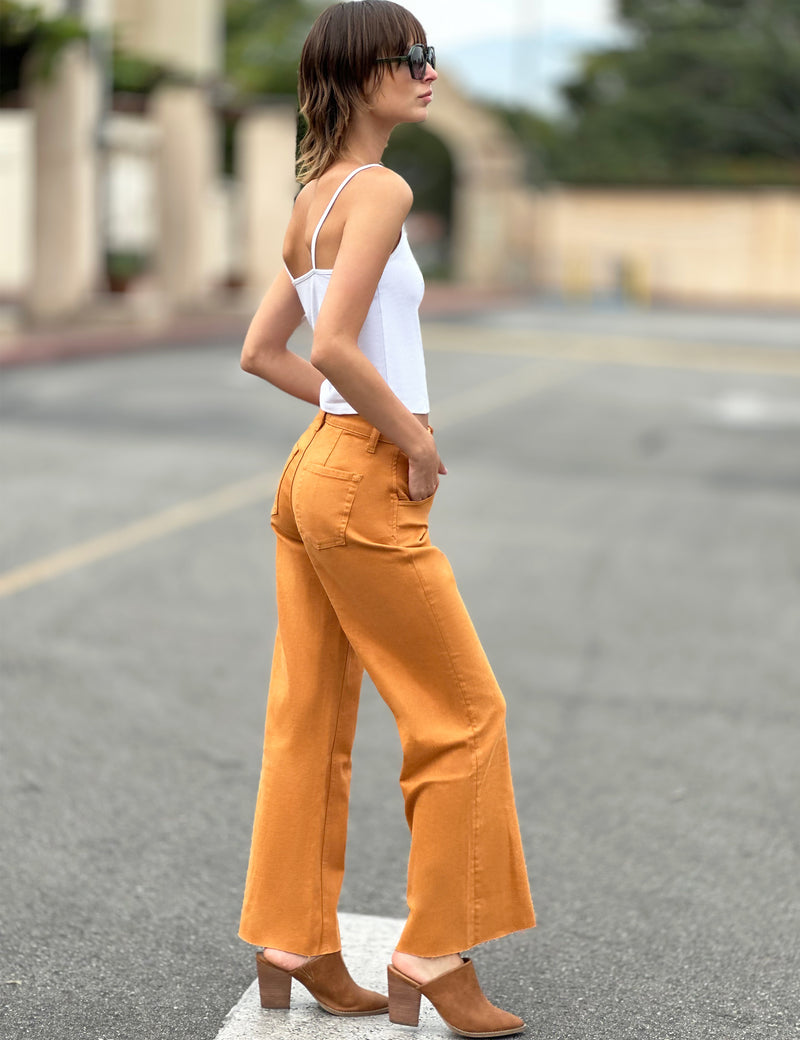 Women's Designer Brand Rust Colored Wide Leg Jeans