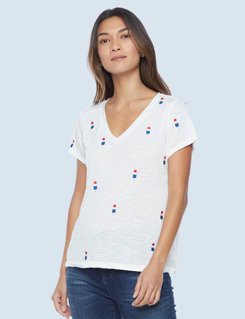 High-End Women's Fashion Designer Rocket Pop Embroidered Tee