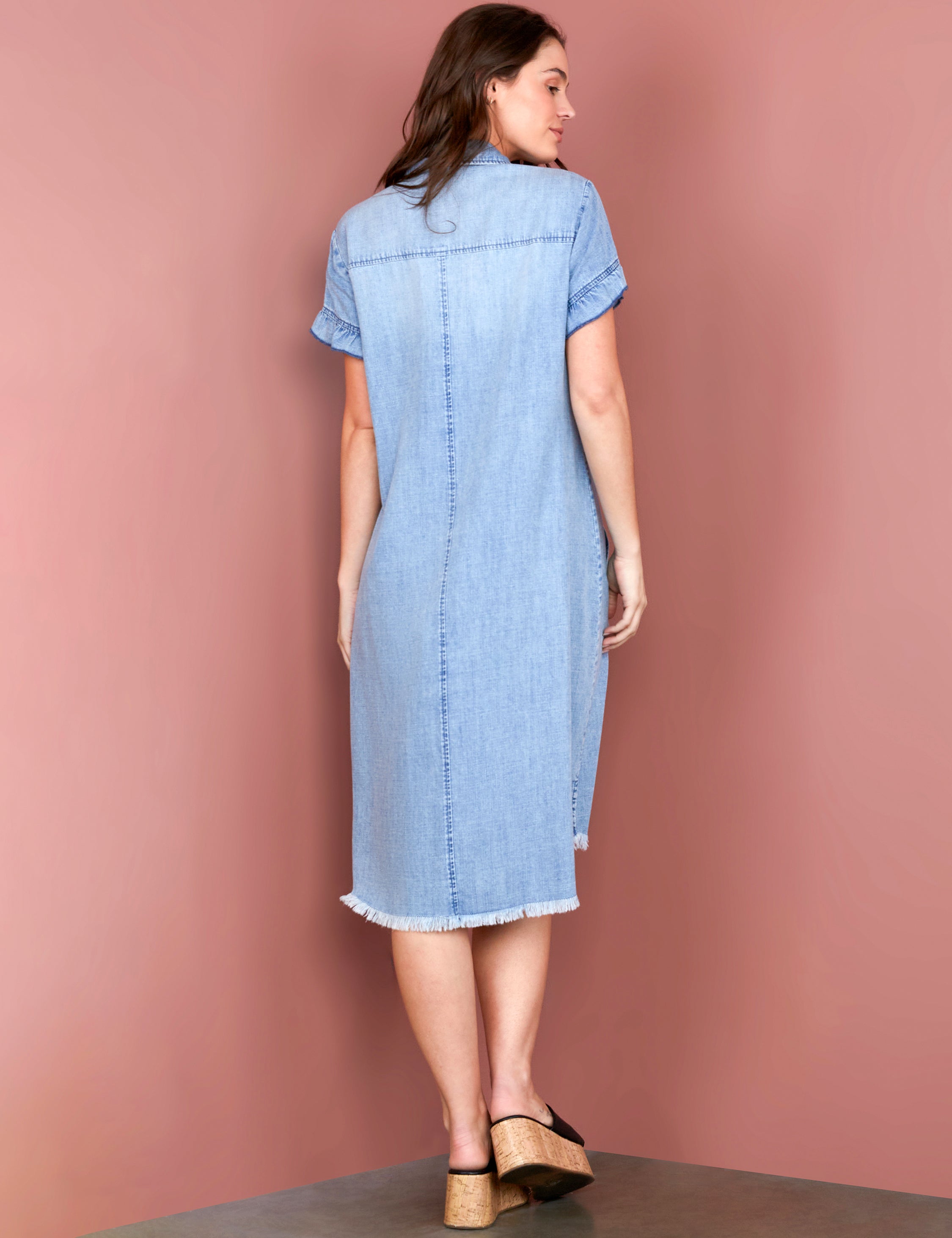 Ruffle Denim Dress – billytshop