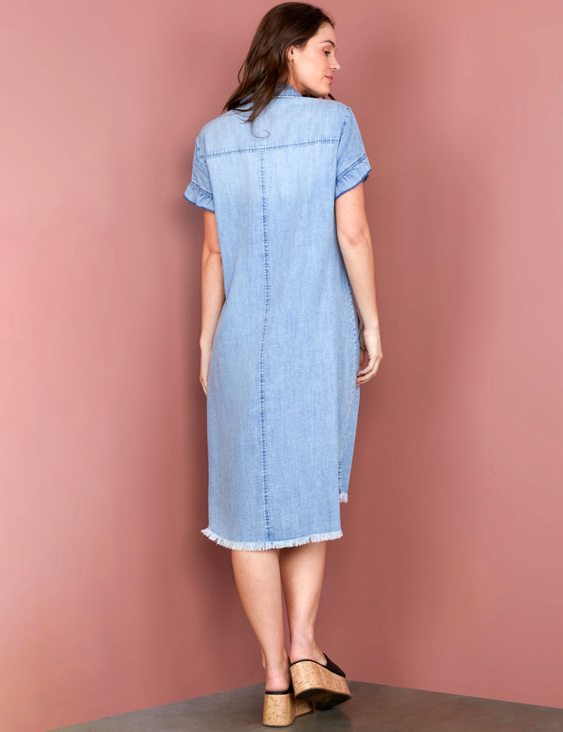 Women's High-End Fashion Brand Ruffle Sleeve Shirtdress