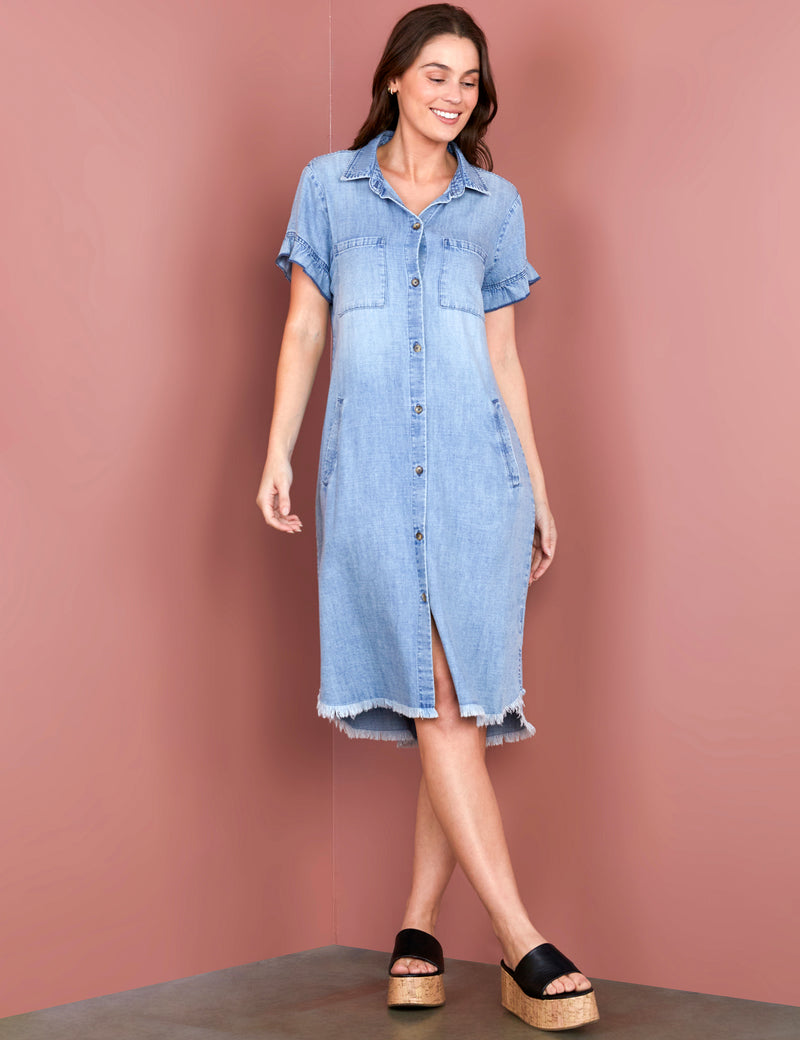 Ruffle Denim Dress Ruffle Denim Dress