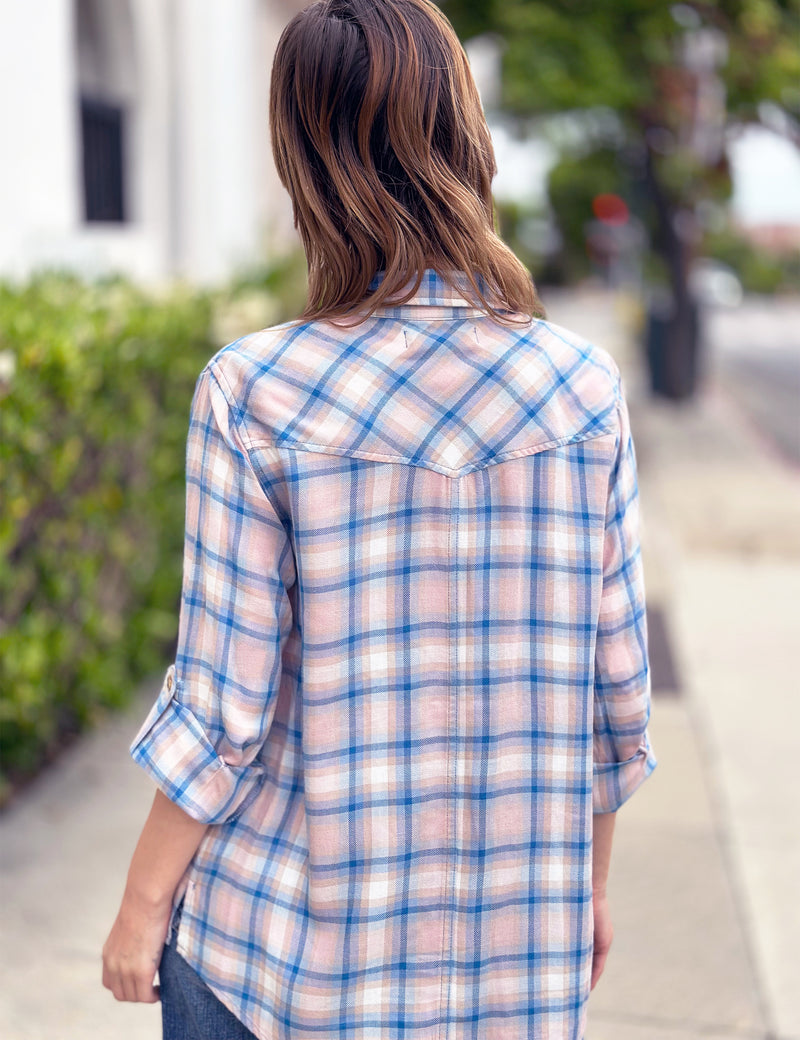 Women's Fashion Brand Dusty Plaid Button Down Shirt