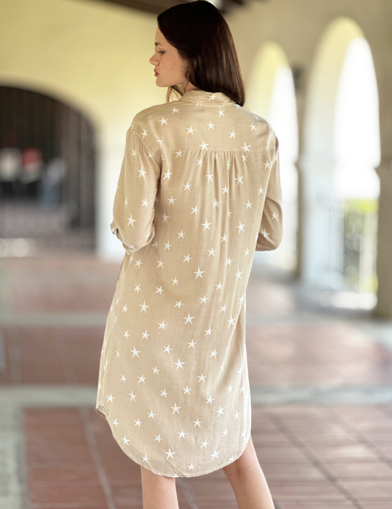 Women's Fashion Brand Star Print Shirtdress