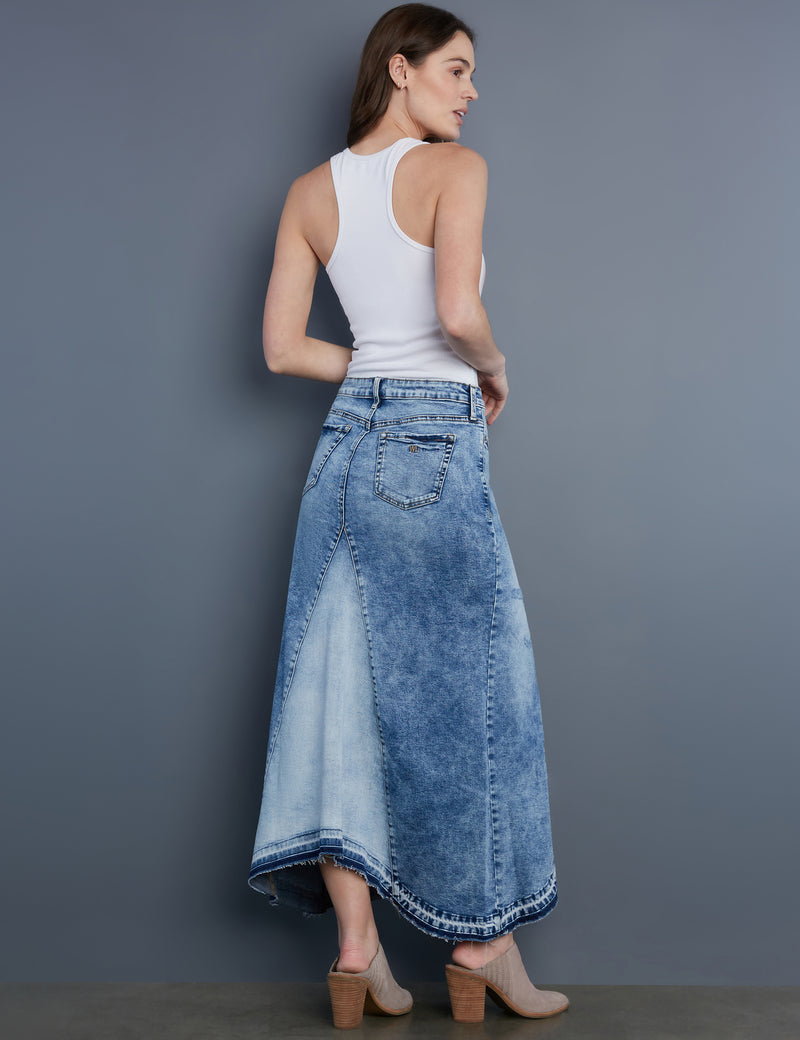 Women's Designer Light Wash Selma Denim Maxi Skirt