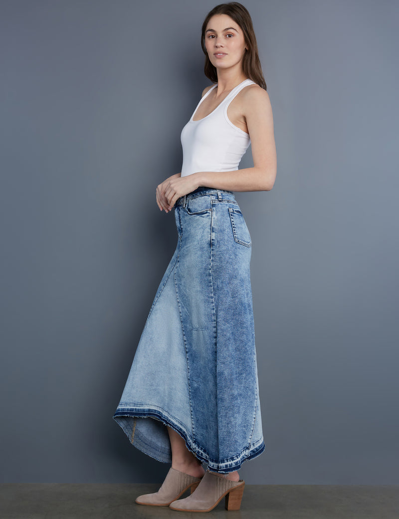 Women's Designer Light Wash Selma Denim Maxi Skirt