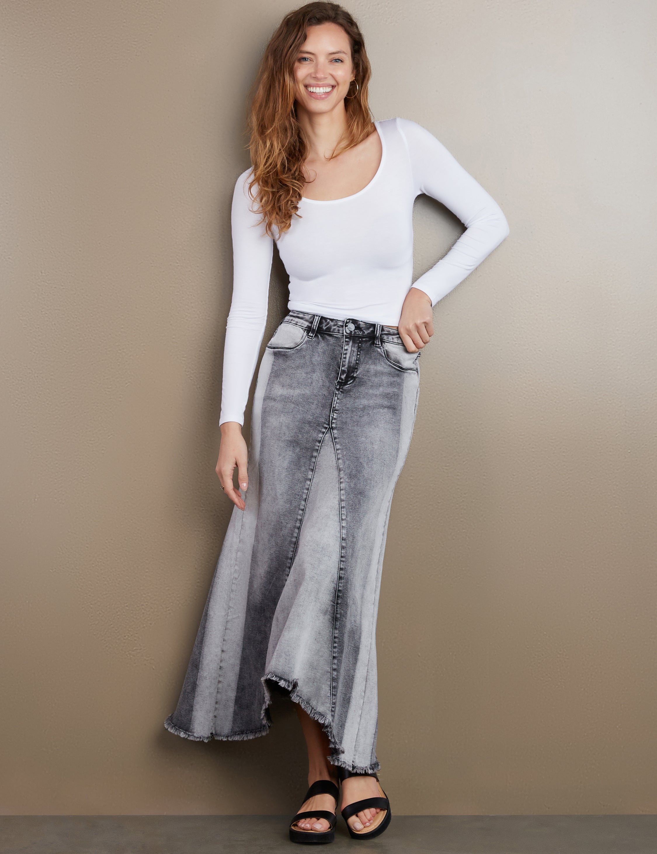 SELMA SKIRT - Stone Blue Mix