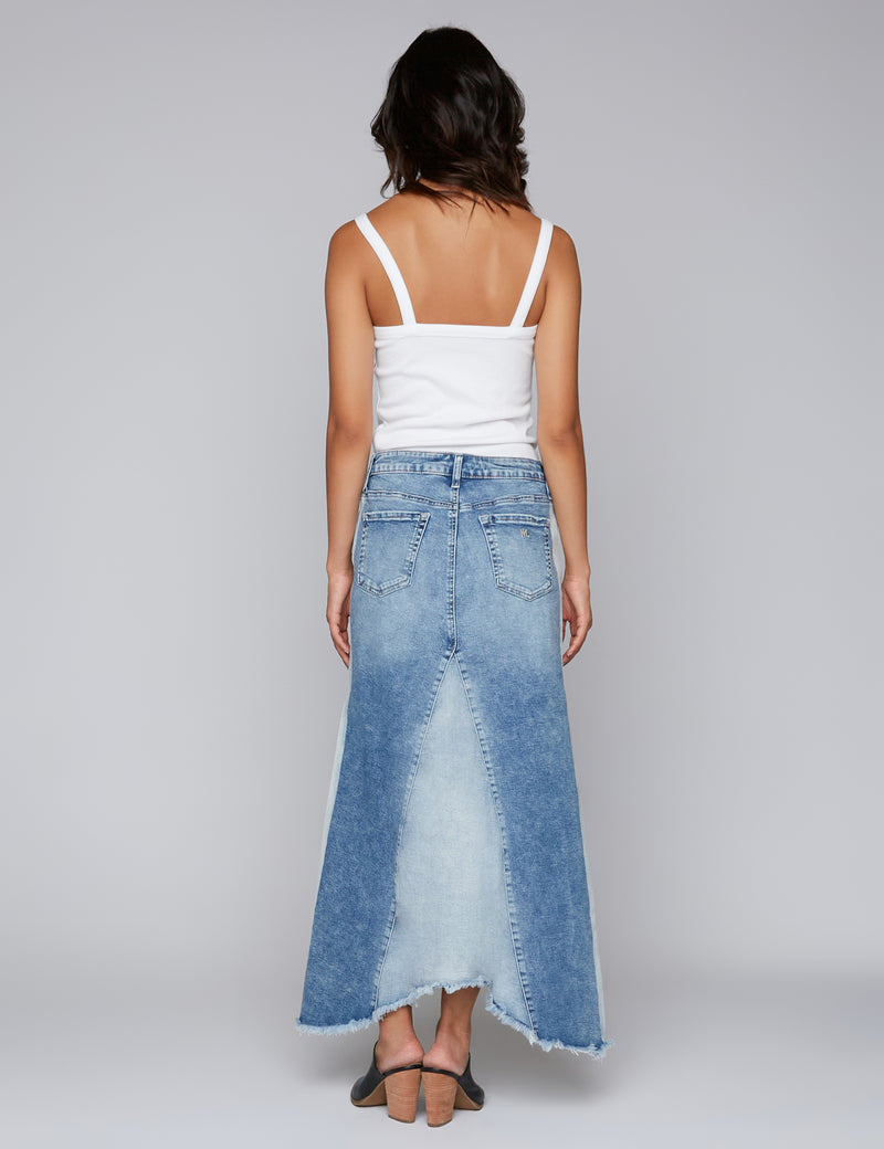 Selma Maxi Skirt Split Blue Back View