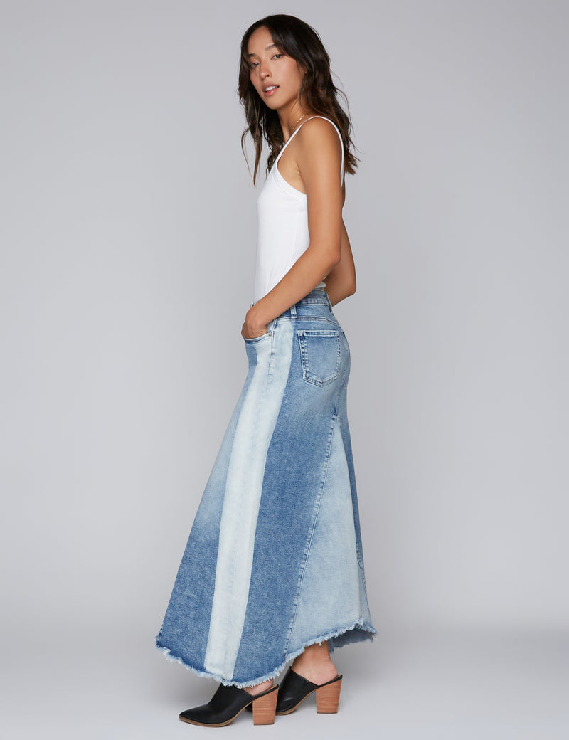Selma Maxi Skirt Split Blue Side View