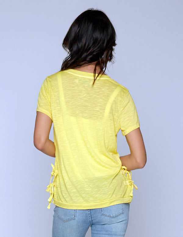 High-End Women's Fashion Brand Side Tie Slub Tee