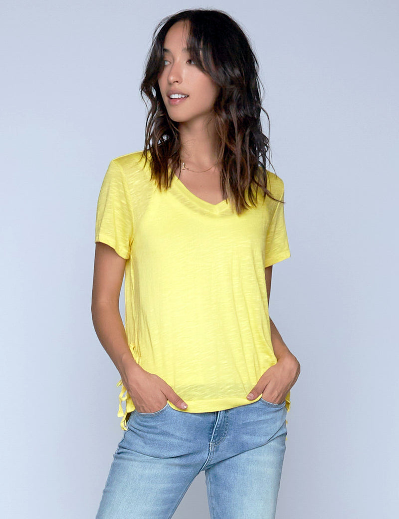 High-End Women's Fashion Brand Side Tie Slub Tee