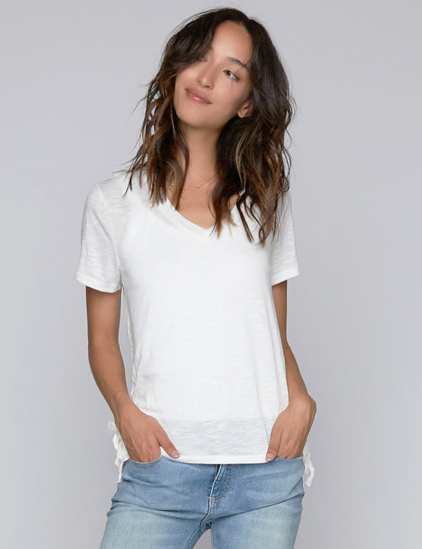 High-End Women's Fashion Brand Side Tie Slub Tee