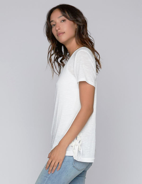 High-End Women's Fashion Brand Side Tie Slub Tee