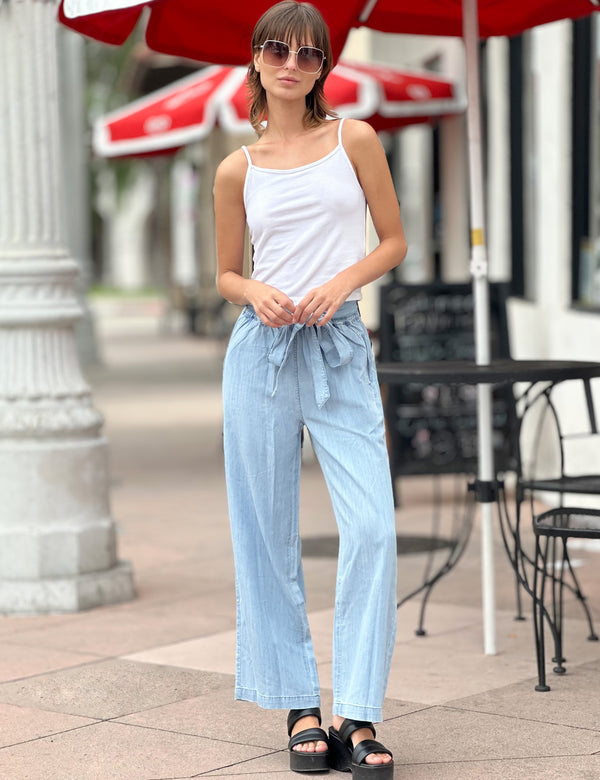 High-End Women's Fashion Brand Self-Tie Waist Wide-Leg Soft Pant