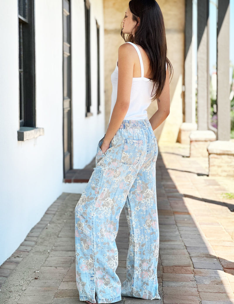 Women's Designer Floral Print Soft Wide Leg Pants