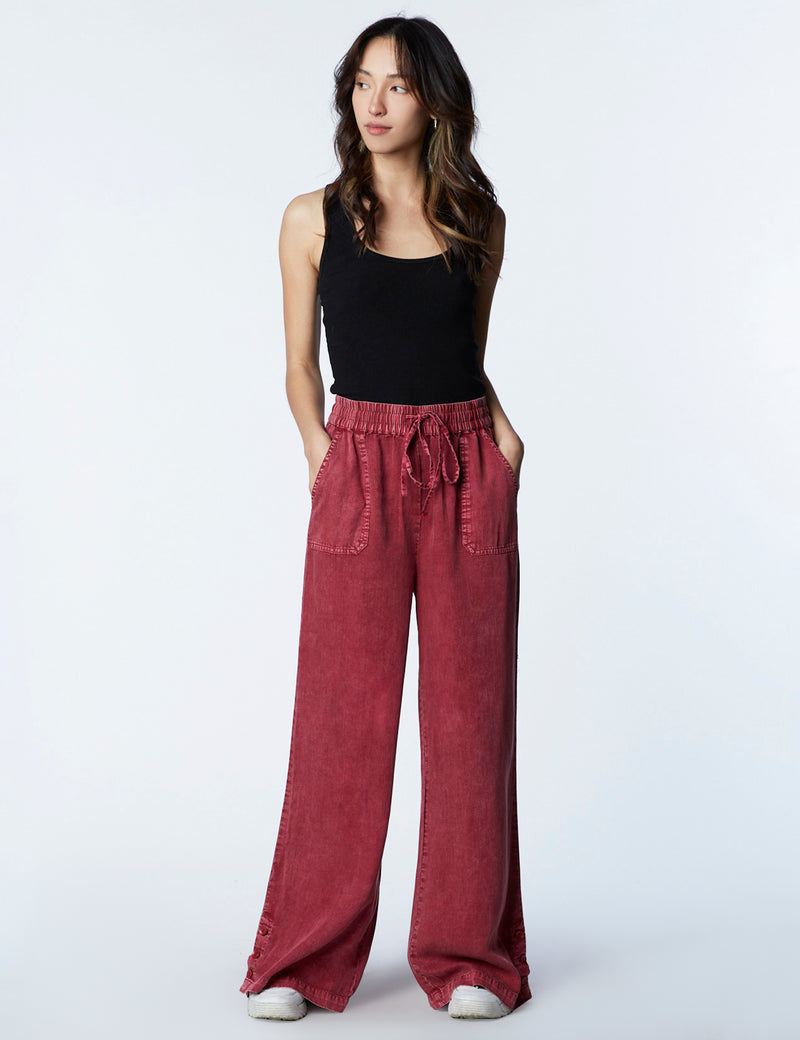 Women's Designer Merlot Soft Wide Leg Pants