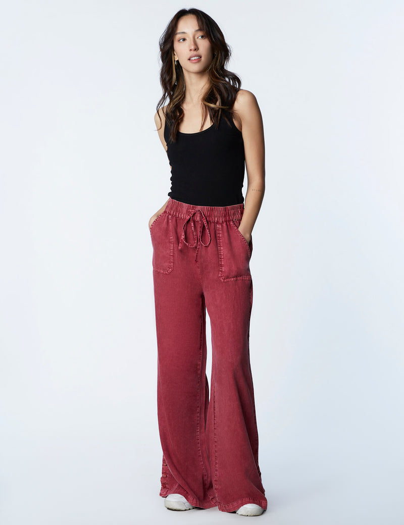 Women's Designer Merlot Soft Wide Leg Pants