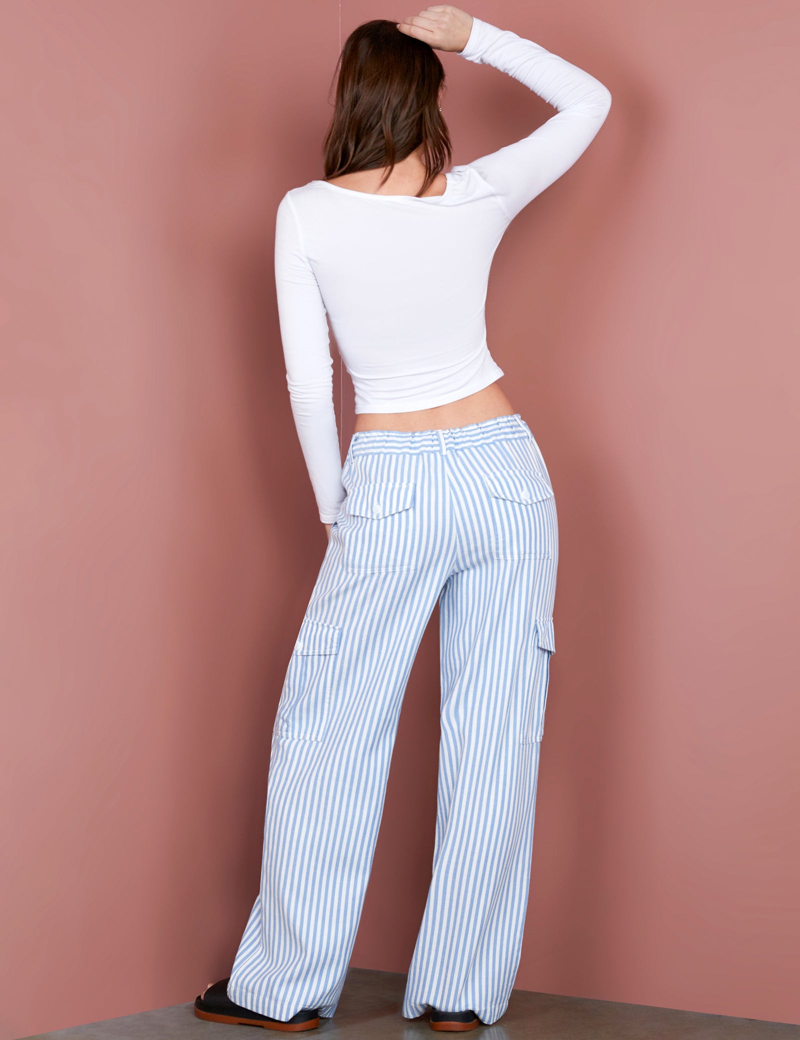 ボトムス mabli 25ss meadow stripe pants & necktie Striped-Cargo-Pants-Blue-