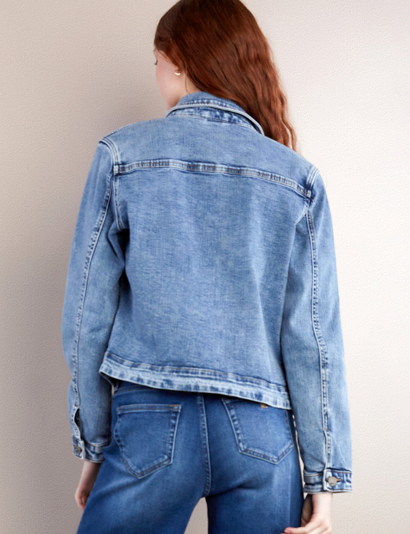 High-End Women's Fashion Brand Tab Pocket Denim Jacket 