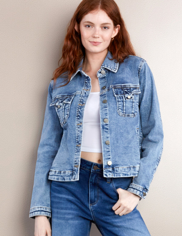 High-End Women's Fashion Brand Tab Pocket Denim Jacket 