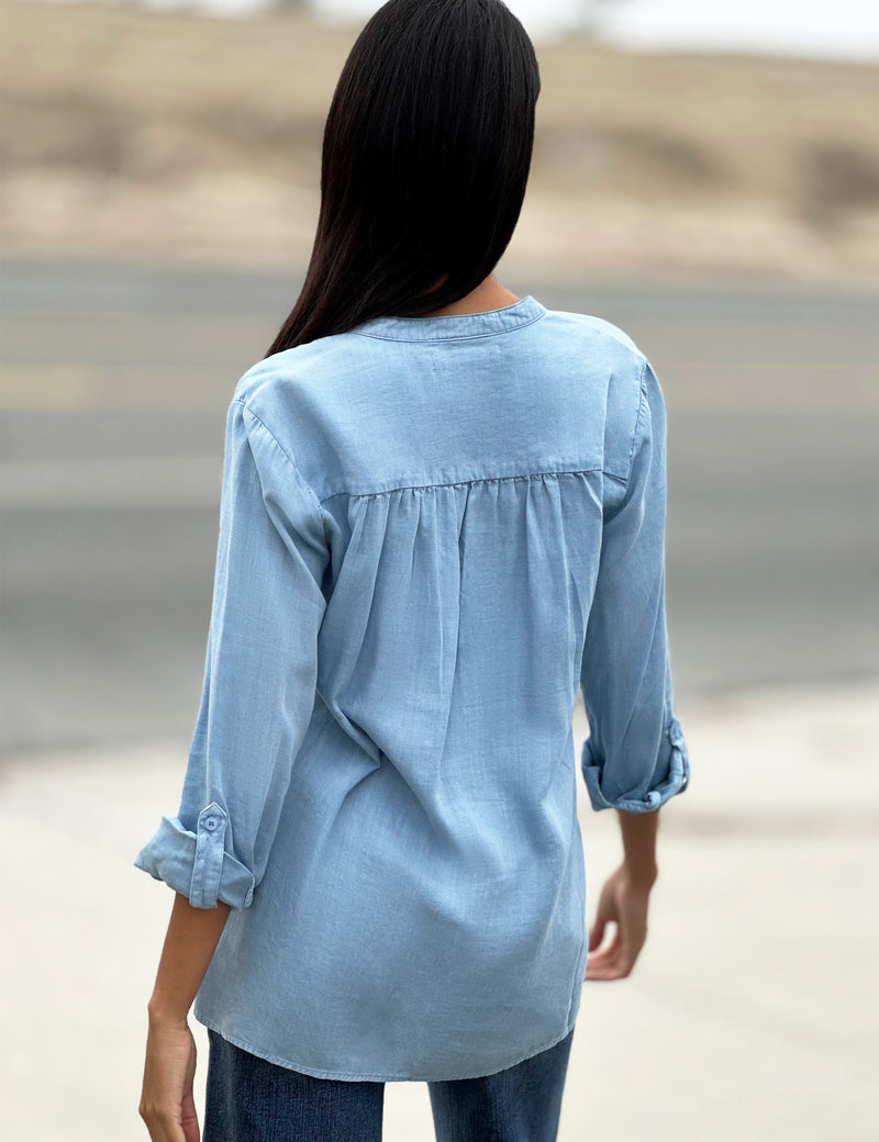 The Daily Shirt Soft Blue Back View