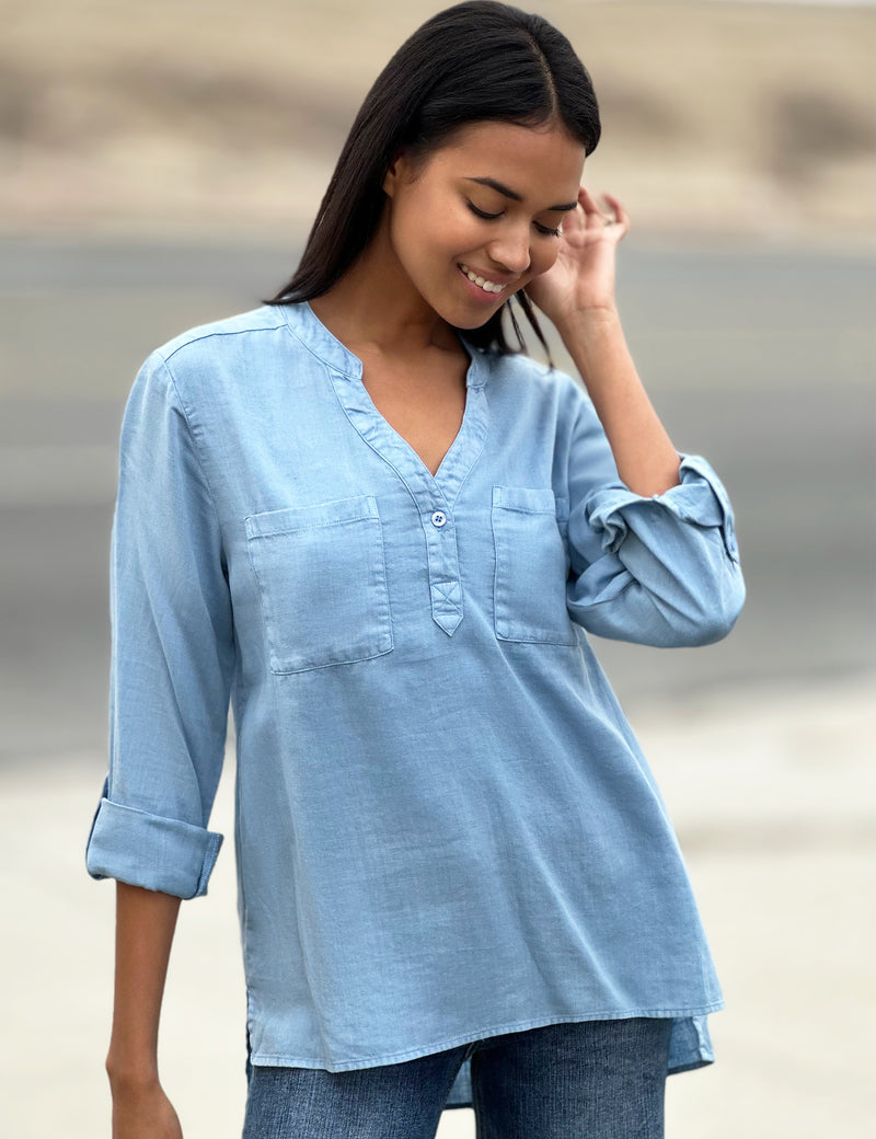 The Daily Shirt Soft Blue Front View