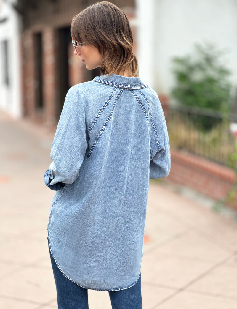 The Good Button Up Denim Shirt Back View