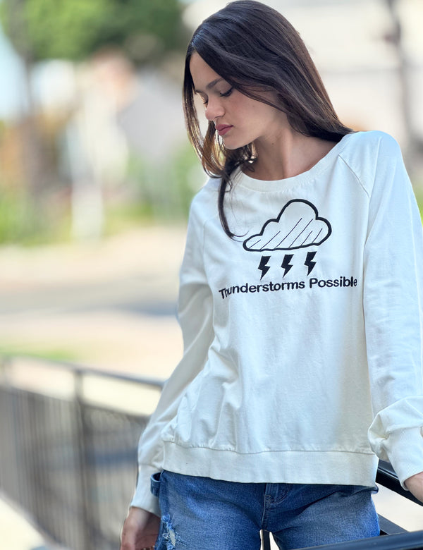 Thunderstorms Possible Sweatshirt White Front View