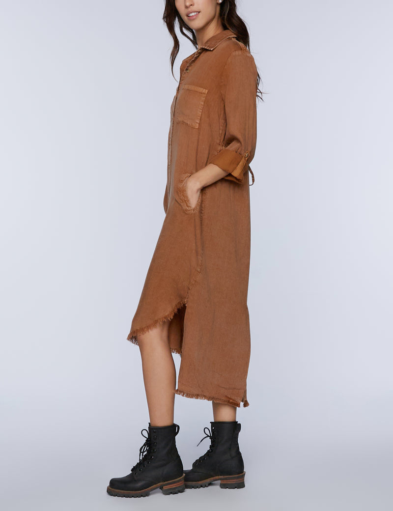 Tie Back Shirtdress Sand Side View