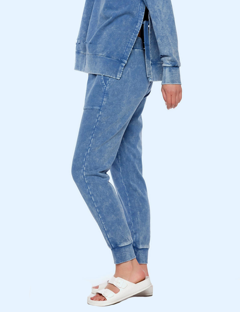 Women's Fashion Denim Blue Tie Jogger