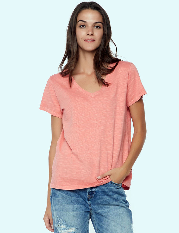 Women's Designer Cotton Slub V-Neck Tee