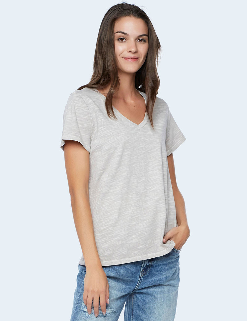 Women's Designer Cotton Slub V-Neck Tee