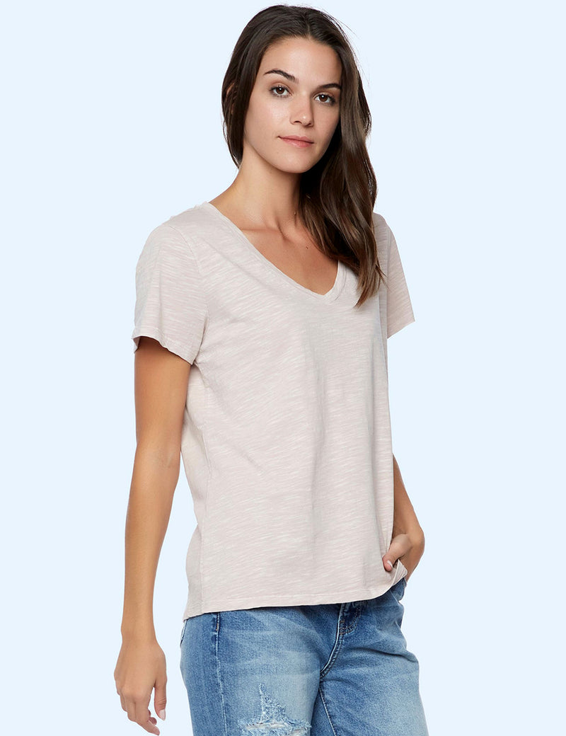 Women's Designer Cotton Slub V-Neck Tee