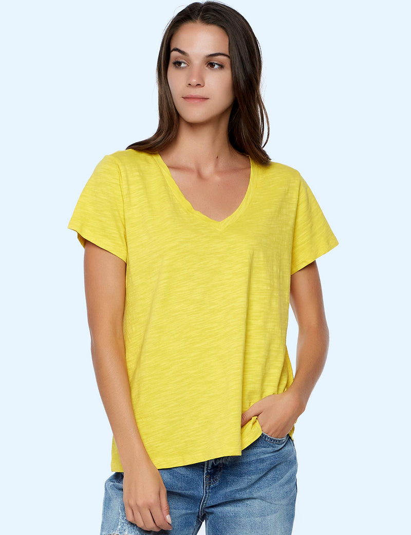 Women's Designer Cotton Slub V-Neck Tee