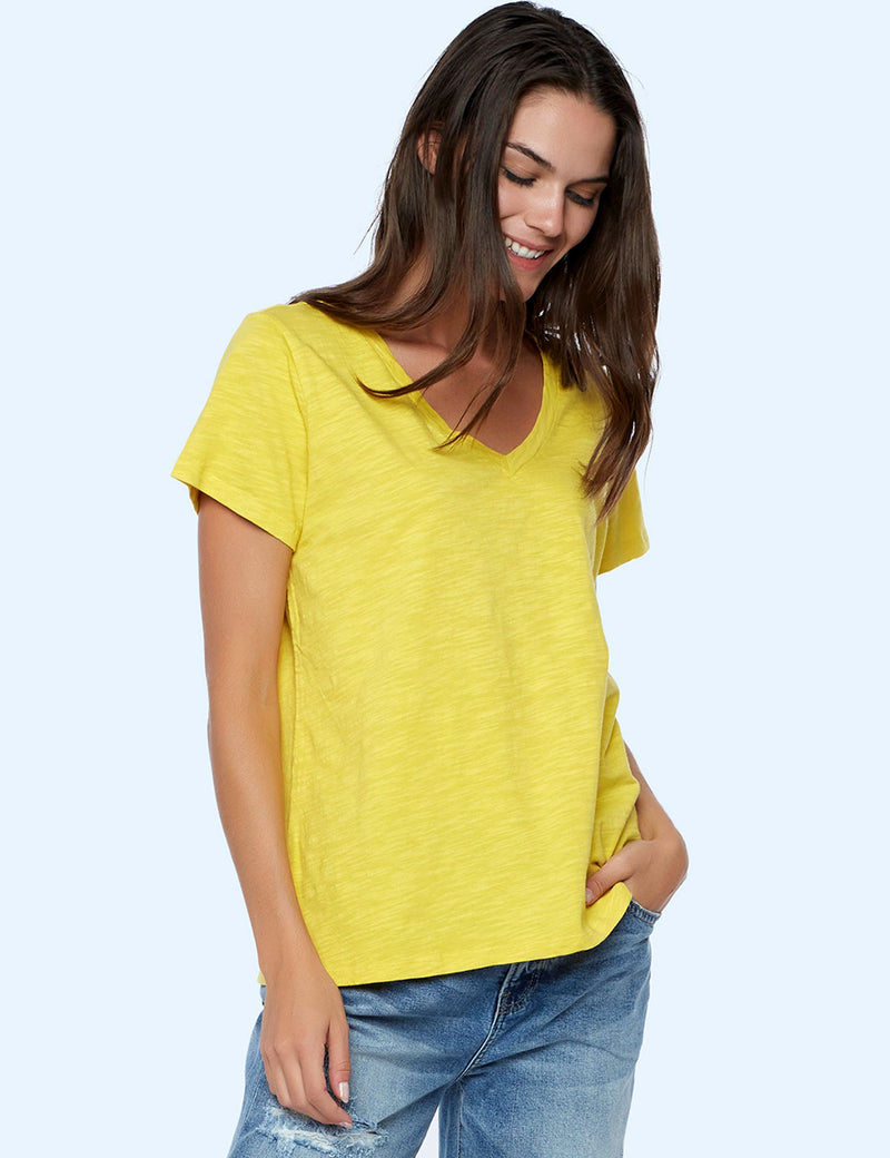 Women's Designer Cotton Slub V-Neck Tee