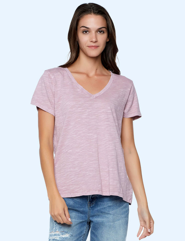 Women's Designer Cotton Slub V-Neck Tee