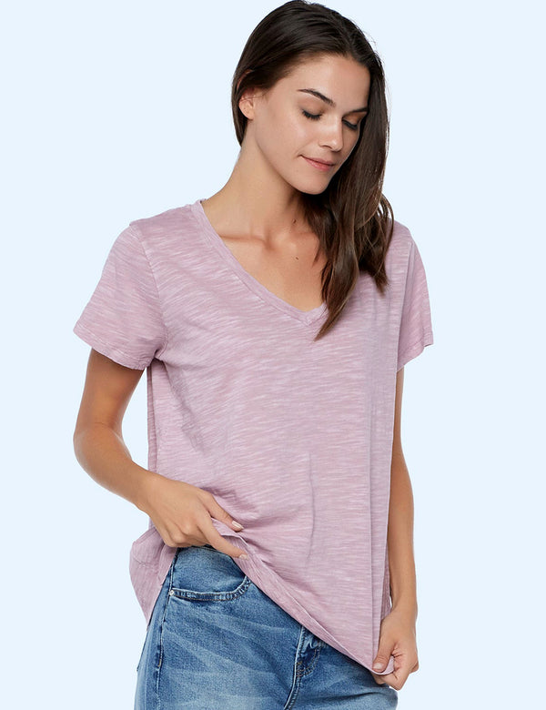 Women's Designer Cotton Slub V-Neck Tee