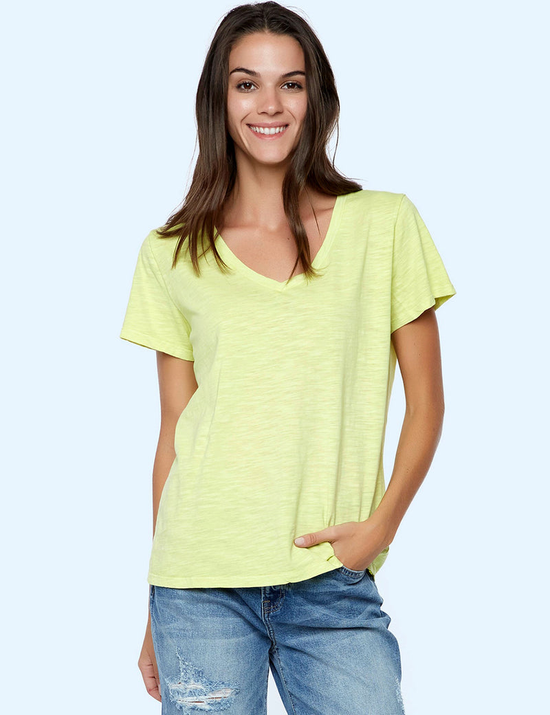 Women's Designer Cotton Slub V-Neck Tee