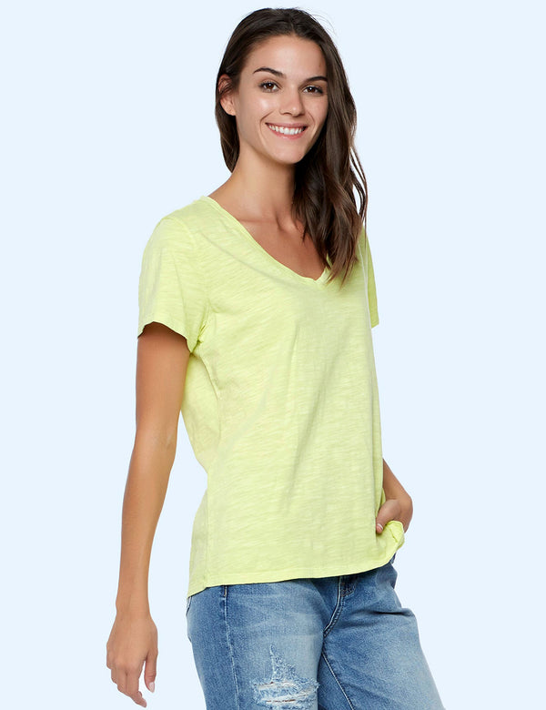 Women's Designer Cotton Slub V-Neck Tee