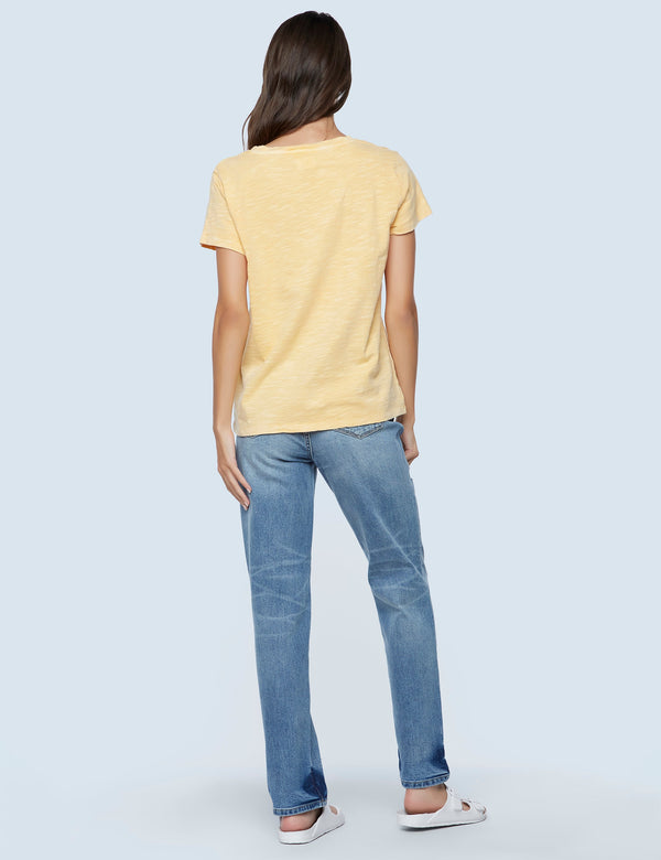Tried and True V-Neck Tee in Washed Dandelion Back View