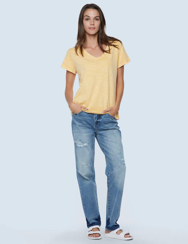 Tried and True V-Neck Tee in Washed Dandelion Front View