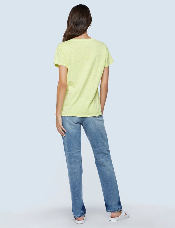 Cotton Slub Tried and True V-Neck Tee in Zest Back View