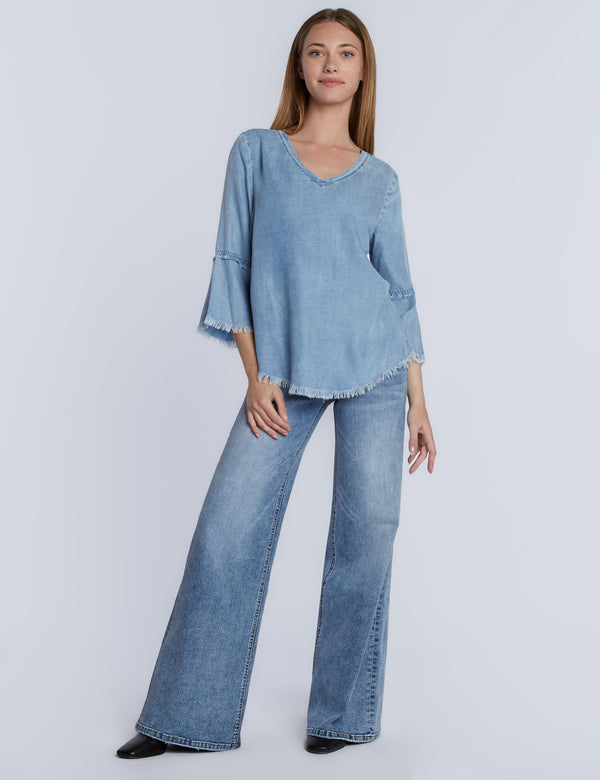 V-Neck Popover Top Front View
